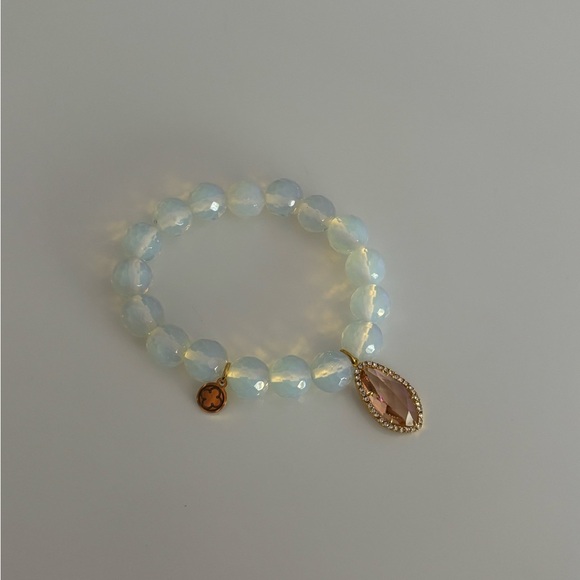Oriana Lamarca Designs Elegant Opalite Bracelet with Peach Crystal Pendant - Picture 1 of 4